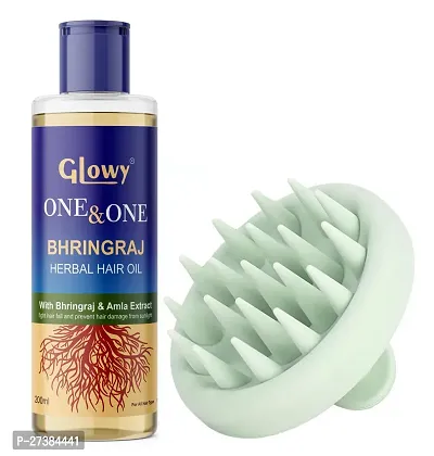 Herbal Hair Oil with Amla Extracts and Silicone Scalp Massager for Nourished Scalp, Stronger Hair, and Healthier Growth
