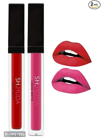 Professional Long Lasting Liquid Matte Lipsticks For Women And Girls (Red + Pink)