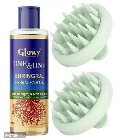 Herbal Hair Oil with Amla Extracts and 2 pcs Silicone Scalp Massager for Nourished Scalp, Stronger Hair, and Healthier Growth