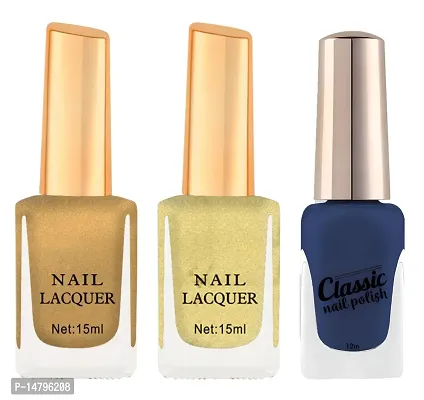 Long Lasting Glitter and Classic Nail Polish Combo Sets of 3 Shades-thumb0