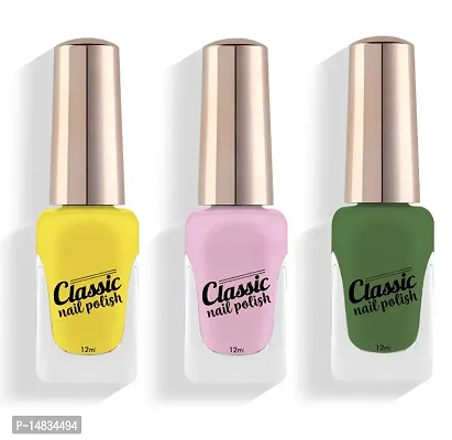 Classic Quick Dry Nail Polish, Liquid , For Women's ( Pack of 3 Shades )