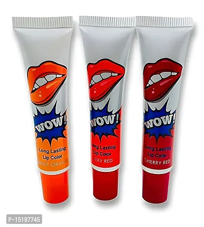 3 Color Amazing Peel Off Liquid Lipstick Peel-Off Lip Stain Lip Gloss,15gms/each  ( Multicolor ) , Pack of 3 lipstick