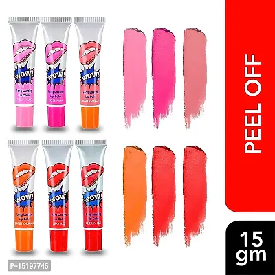 3 Color Amazing Peel Off Liquid Lipstick Peel-Off Lip Stain Lip Gloss,15gms/each  ( Multicolor ) , Pack of 3 lipstick-thumb3