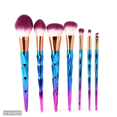 7 Pcs Rainbow Gradient Diamond Makeup Brushes Set