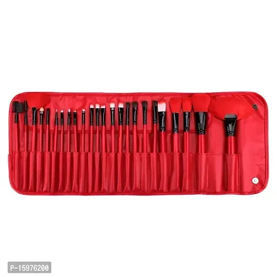 Soft Bristle Makeup Brush Set with PU Leather Case - Black, 24 Pieces, 24 in 1 makeup brush (Red)-thumb5