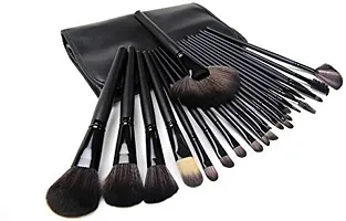 Soft Bristle Makeup Brush Set With Pu Leather Case - Black, 24 Pieces, 24 In 1 Makeup Brush Black-thumb3