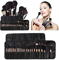 Soft Bristle Makeup Brush Set With Pu Leather Case - Black, 24 Pieces, 24 In 1 Makeup Brush Black-thumb3