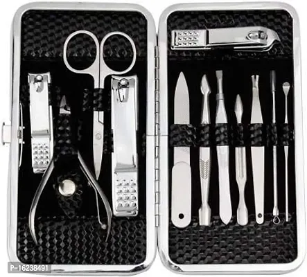 Manicure Pedicure Kit Stainless Steel Professional 12 Tools Set Nail Clippers, Nail Scissors Grooming Kits, Nail Tools With Case-thumb0
