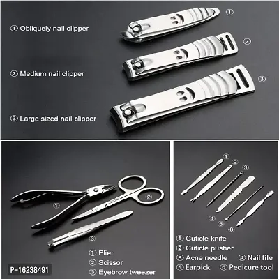 Manicure Pedicure Kit Stainless Steel Professional 12 Tools Set Nail Clippers, Nail Scissors Grooming Kits, Nail Tools With Case-thumb4