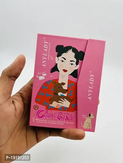 Chic Girl  Eyeshadow With blusher , lipstick , glitter and Brush For Women's