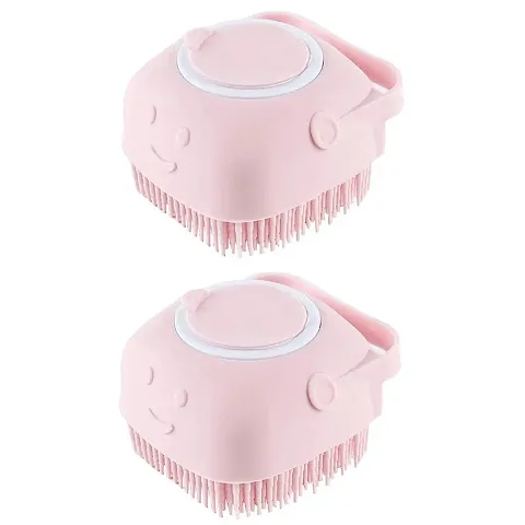 Silicone Body Scrubber For Bathing Scrubber For Bathing Brush Silicone Face Scrubber For Body Silicone Massage Bath Scrubber Brush For Body Silicone Loofah For Bathing ( Pink ) (Pack of 2)