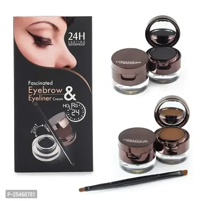 2-in-1 Gel Eyeliner and Eyebrow Powder Palette in BlackBrown with Brush