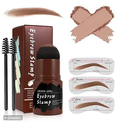 Eyebrow Filler and Shaper Kit for Women and Men - Eyebrow Stamp, 2Pcs Eyebrow Brush, 3Pcs Stencils (Light Brown)