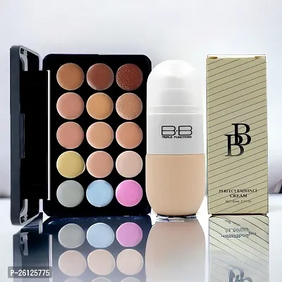 2-in-1 Face Makeup Kit with B.B Makeup Foundation and 15-Color Concealer Palette