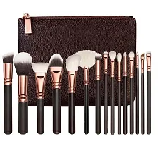 Professional Synthetic Hair Makeup Brushes Kit (Rose Gold, 375 g) - Set of 15-thumb1