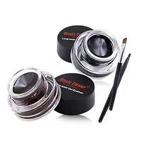 music  Flower Eye Makeup 2 in 1 Brown + Black Gel Eyeliner Make Up Water-proof Smudge-proof Set Eye Liner Kit With Brushes-thumb2