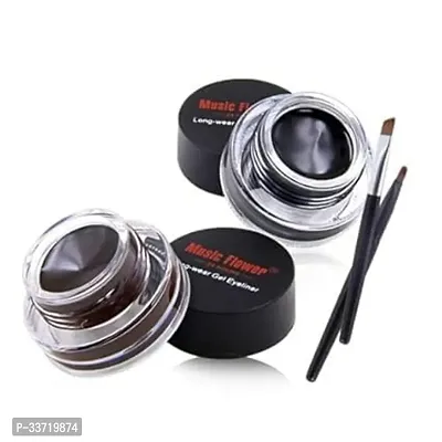 music  Flower Eye Makeup 2 in 1 Brown + Black Gel Eyeliner Make Up Water-proof Smudge-proof Set Eye Liner Kit With Brushes-thumb3