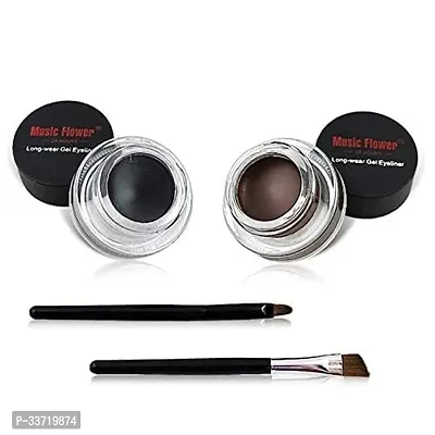 music  Flower Eye Makeup 2 in 1 Brown + Black Gel Eyeliner Make Up Water-proof Smudge-proof Set Eye Liner Kit With Brushes-thumb2