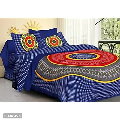 Butea Crape Double Bedsheet (210*245cm) with 2 Pillow Cover ( 45*70cm)/Bandhej (Blue)