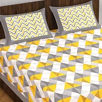 Butea Crape Double Bedsheet (210*245cm) with 2 Pillow Cover ( 45*70cm)/Diamond Wave (Yellow)-thumb3