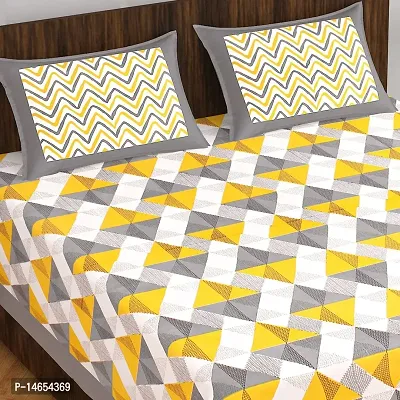 Butea Crape Double Bedsheet (210*245cm) with 2 Pillow Cover ( 45*70cm)/Diamond Wave (Yellow)-thumb4