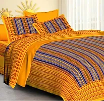 Butea Crape Double Bedsheet (210*245cm) with 2 Pillow Cover ( 45*70cm)/Zigzag (Yellow)-thumb2