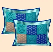 Butea Crape Double Bedsheet (210*245cm) with 2 Pillow Cover ( 45*70cm)/ Chakri (Blue)-thumb1