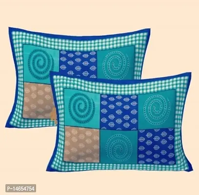 Butea Crape Double Bedsheet (210*245cm) with 2 Pillow Cover ( 45*70cm)/ Chakri (Blue)-thumb2