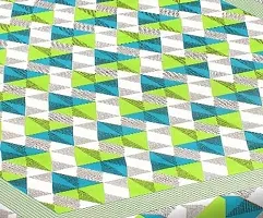 Butea Crape Double Bedsheet (210*245cm) with 2 Pillow Cover ( 45*70cm)/Diamond Wave (Green)-thumb2