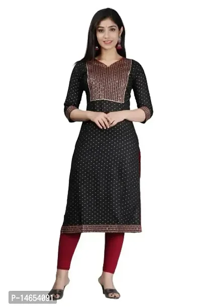 Butea Crape Star Print Emb Dhaga n2 (Medium, Black)