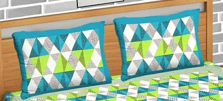 Butea Crape Double Bedsheet (210*245cm) with 2 Pillow Cover ( 45*70cm)/Diamond Wave (Green)-thumb1