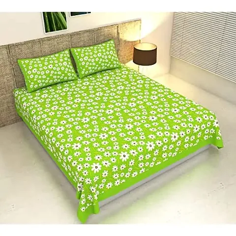 Butea Crape Double Bedsheet (210*245cm) with 2 Pillow Cover ( 45*70cm)/Curve Flower