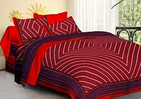 Butea Crape Double Bedsheet (210*245cm) with 2 Pillow Cover ( 45*70cm)/ Lahariya (Maroon)-thumb2