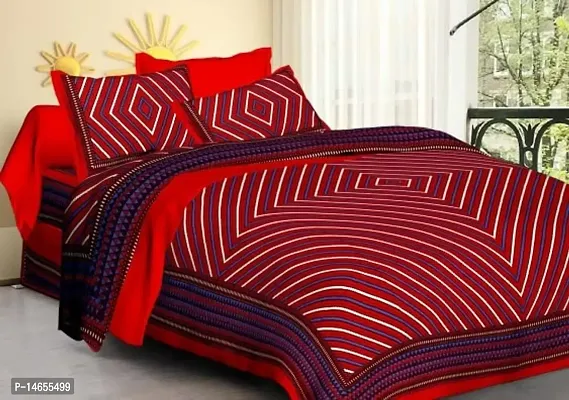 Butea Crape Double Bedsheet (210*245cm) with 2 Pillow Cover ( 45*70cm)/ Lahariya (Maroon)-thumb3