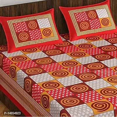 Butea Crape Double Bedsheet (210*245cm) with 2 Pillow Cover ( 45*70cm)/ Chakri (Red)-thumb2