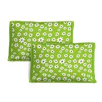 Butea Crape Double Bedsheet (210*245cm) with 2 Pillow Cover ( 45*70cm)/Curve Flower (Green)-thumb1