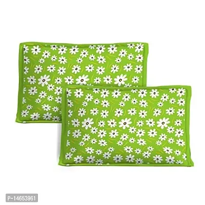 Butea Crape Double Bedsheet (210*245cm) with 2 Pillow Cover ( 45*70cm)/Curve Flower (Green)-thumb2