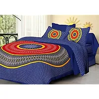 Butea Crape Double Bedsheet (210*245cm) with 2 Pillow Cover ( 45*70cm)/Bandhej (Blue)-thumb2