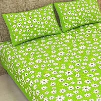 Butea Crape Double Bedsheet (210*245cm) with 2 Pillow Cover ( 45*70cm)/Curve Flower (Green)-thumb3