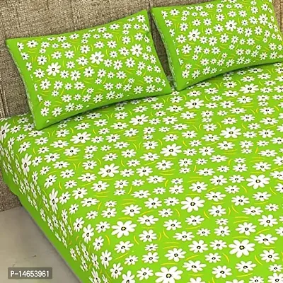 Butea Crape Double Bedsheet (210*245cm) with 2 Pillow Cover ( 45*70cm)/Curve Flower (Green)-thumb4