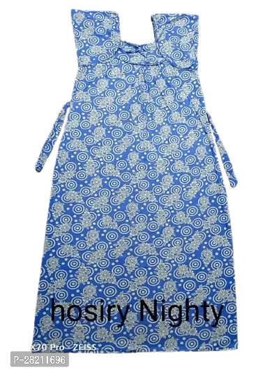 Stylish Blue Cotton Printed Nightdress For Women