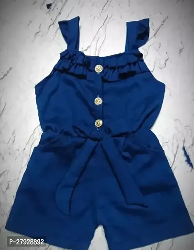 Stylish Cotton Blend Basic Jumpsuit For Girl-thumb0