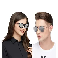 VAST&#174; Cat Eye Sunglasses For Women Ladies Girls UV Protected Latest Stylish Goggles (Combo- SilverMirror, BlackSilver)-thumb4
