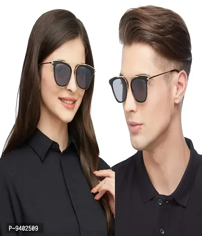 VAST&#174; UV Protection Classic & Stylish Unisex Sunglasses (3189) (Gold, Black)-thumb2