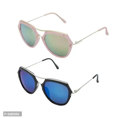 VAST&#174; Aviator Sunglasses For Men Latest And For Women Stylish Sunglasses Driving Sunglasses (PinkMirror, BlueMirror)