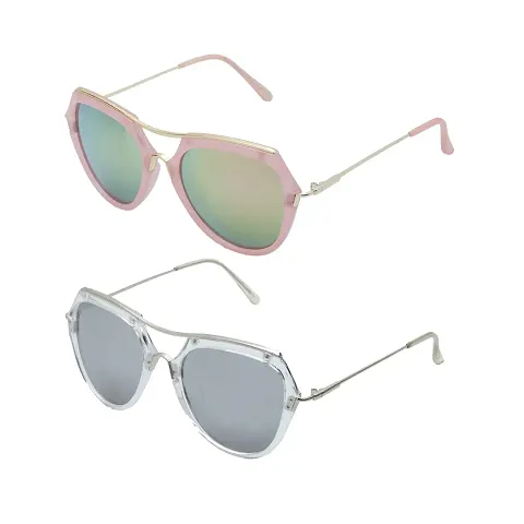 VAST&#174; Aviator Sunglasses For Men Latest And For Women Stylish Sunglasses Driving Sunglasses (PinkMirror, SilverMirror)