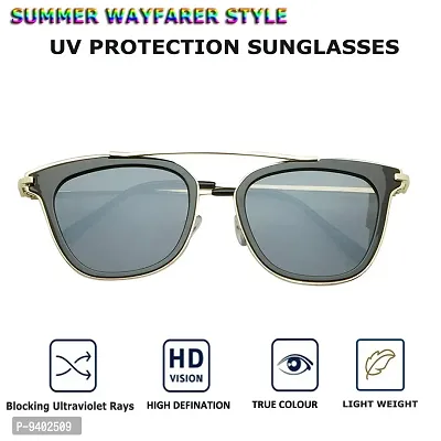 VAST&#174; UV Protection Classic & Stylish Unisex Sunglasses (3189) (Gold, Black)-thumb3