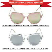 VAST&#174; Aviator Sunglasses For Men Latest And For Women Stylish Sunglasses Driving Sunglasses (PinkMirror, SilverMirror)-thumb1