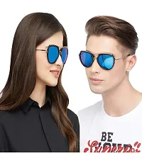 VAST&#174; Aviator Sunglasses For Men Latest And For Women Stylish Sunglasses Driving Sunglasses (Blue, Mirror)-thumb1