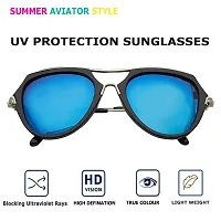 VAST&#174; Aviator Sunglasses For Men Latest And For Women Stylish Sunglasses Driving Sunglasses (Blue, Mirror)-thumb3